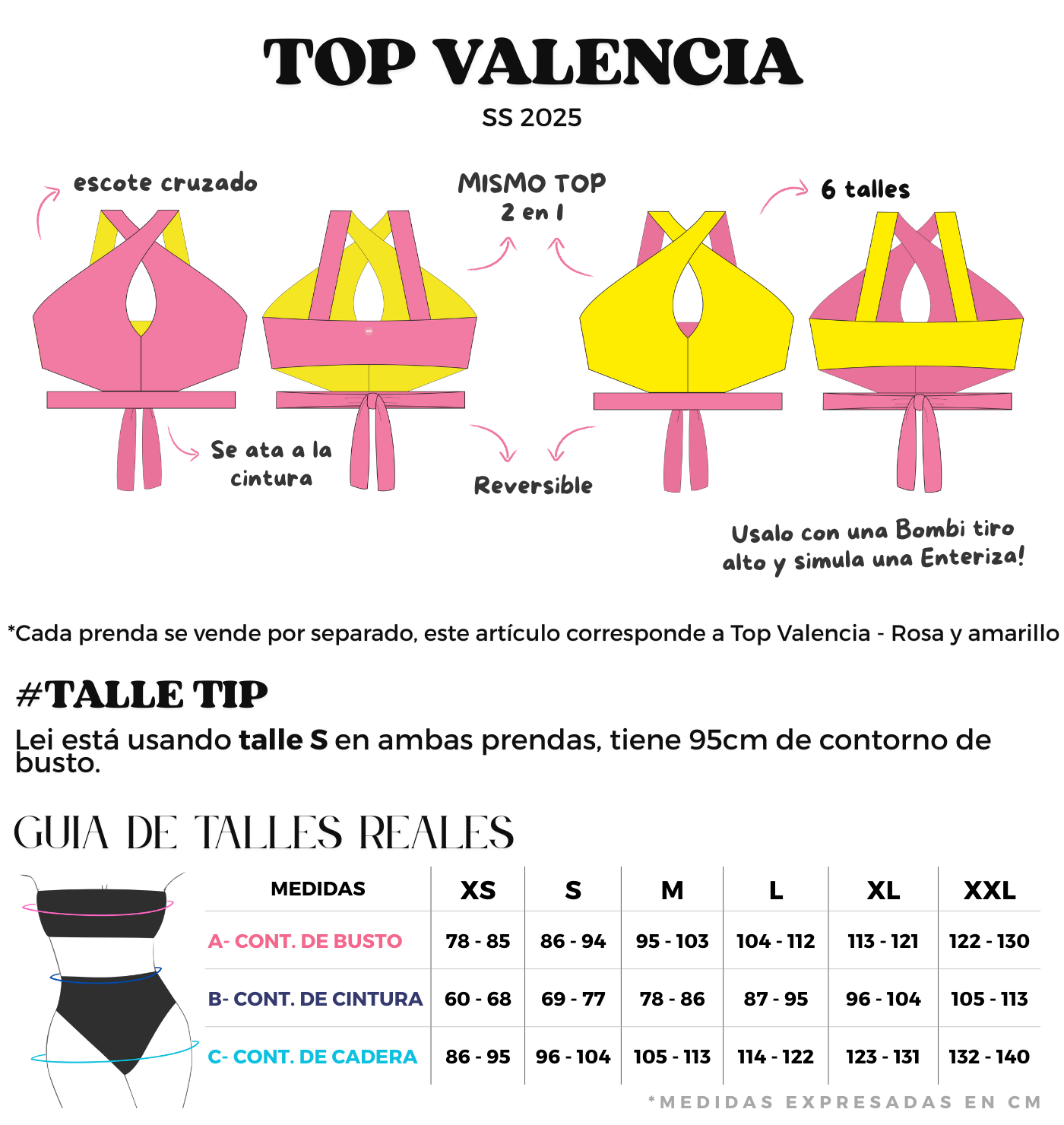 Top cruzado en tendencia rosa y amarillo